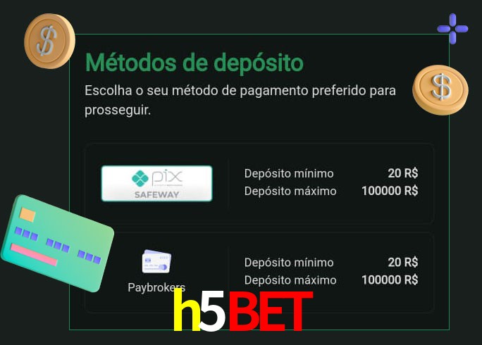 O cassino h5bet oferece uma grande variedade de métodos de pagamento